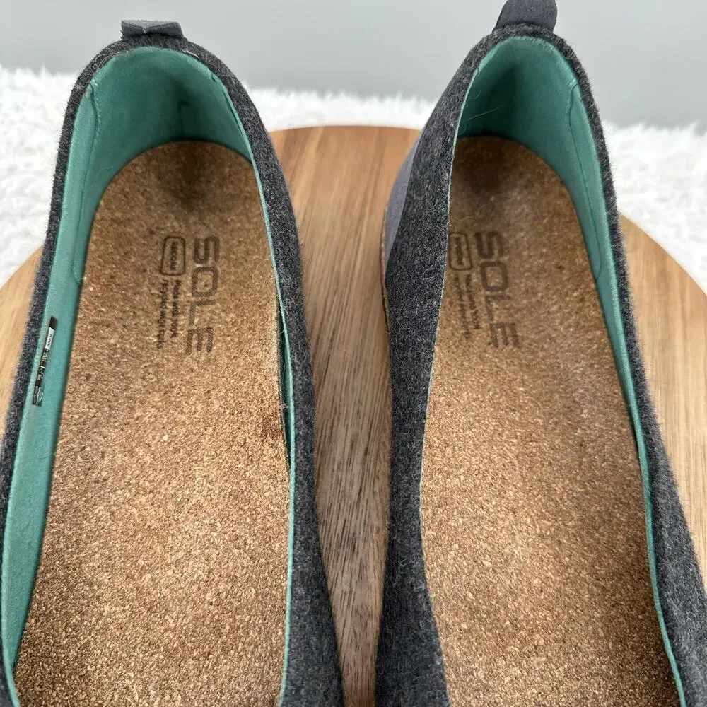 SOLE District Shoe by ReCork‎ Womens 9 Gray Grace Carbon Negative Slip on Flat